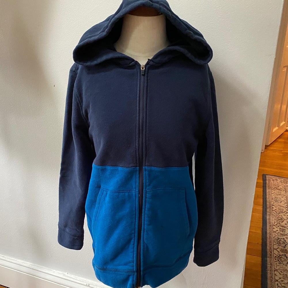 Two Tone Blue Youth Hooded Sweatshirt- Small
